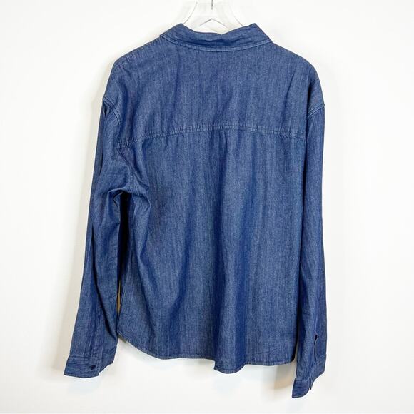NEW WeWoreWhat Oversized Chambray Boyfriend Button Down Top M/L Blue - Picture 3 of 6
